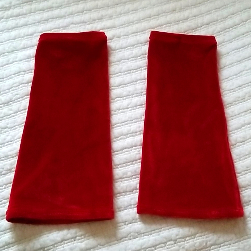Red velvet arm warmers